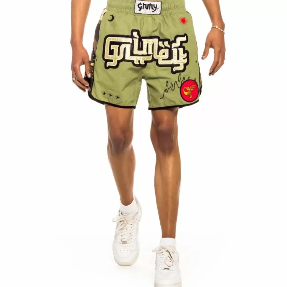 Shorts*Grimey "Glorified" Boxing Shorts - Green - Spring 22