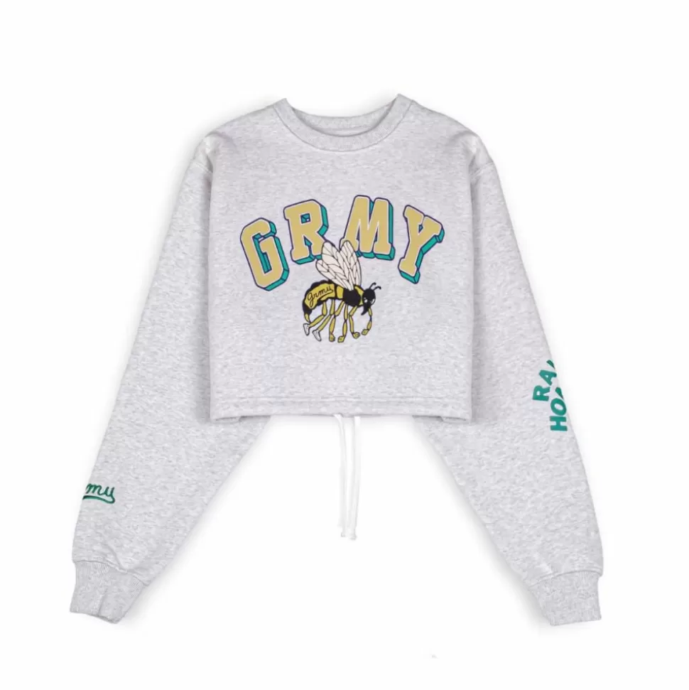 Sweatshirts*Grimey "Hive" Crop Heavyweight Crewneck - Sport Grey - Fall 22