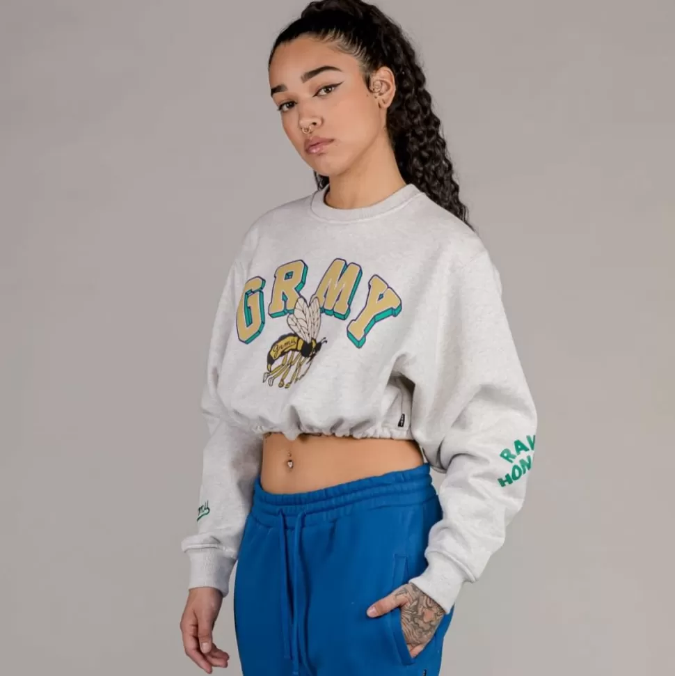 Sweatshirts*Grimey "Hive" Crop Heavyweight Crewneck - Sport Grey - Fall 22