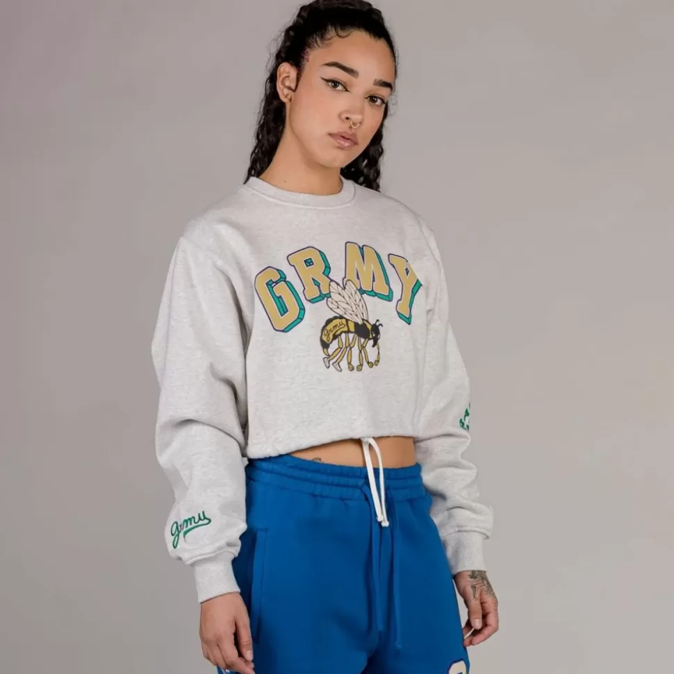 Sweatshirts*Grimey "Hive" Crop Heavyweight Crewneck - Sport Grey - Fall 22