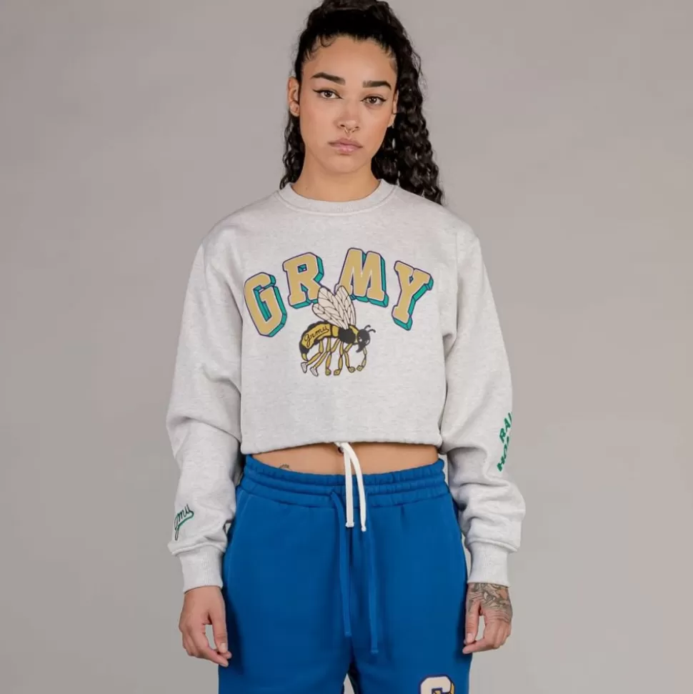 Sweatshirts*Grimey "Hive" Crop Heavyweight Crewneck - Sport Grey - Fall 22