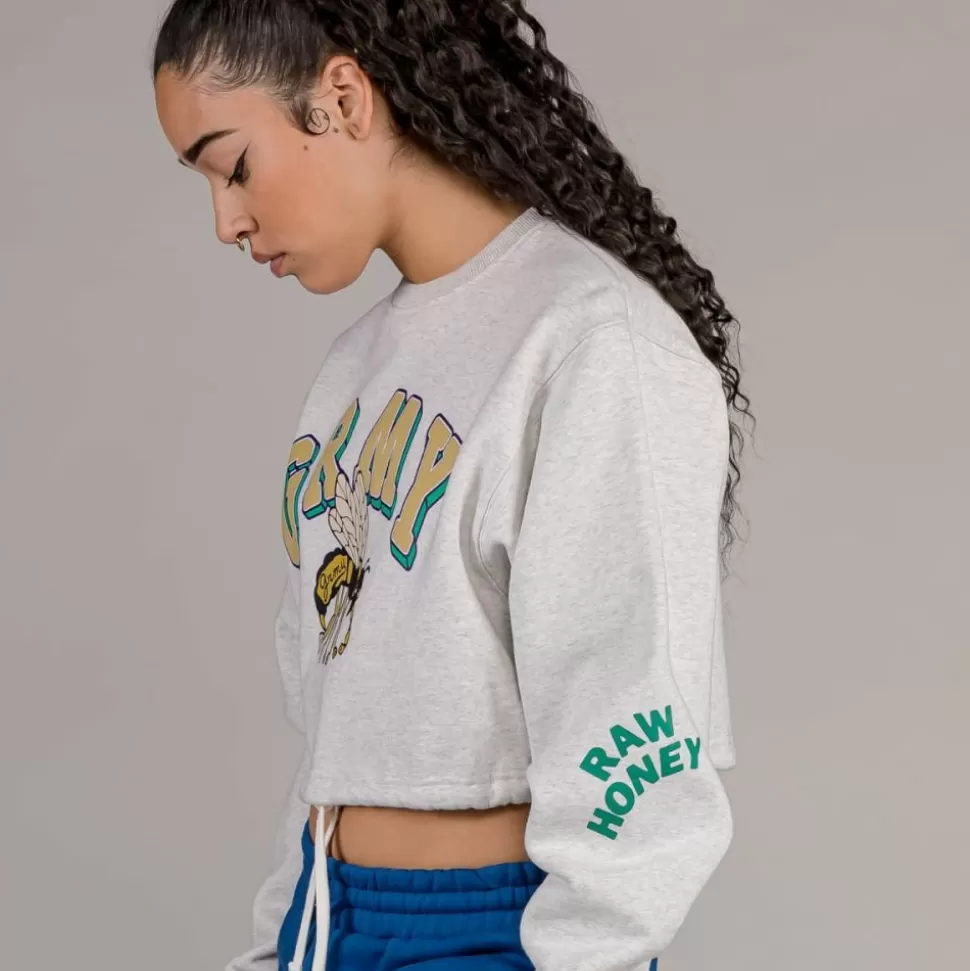 Sweatshirts*Grimey "Hive" Crop Heavyweight Crewneck - Sport Grey - Fall 22