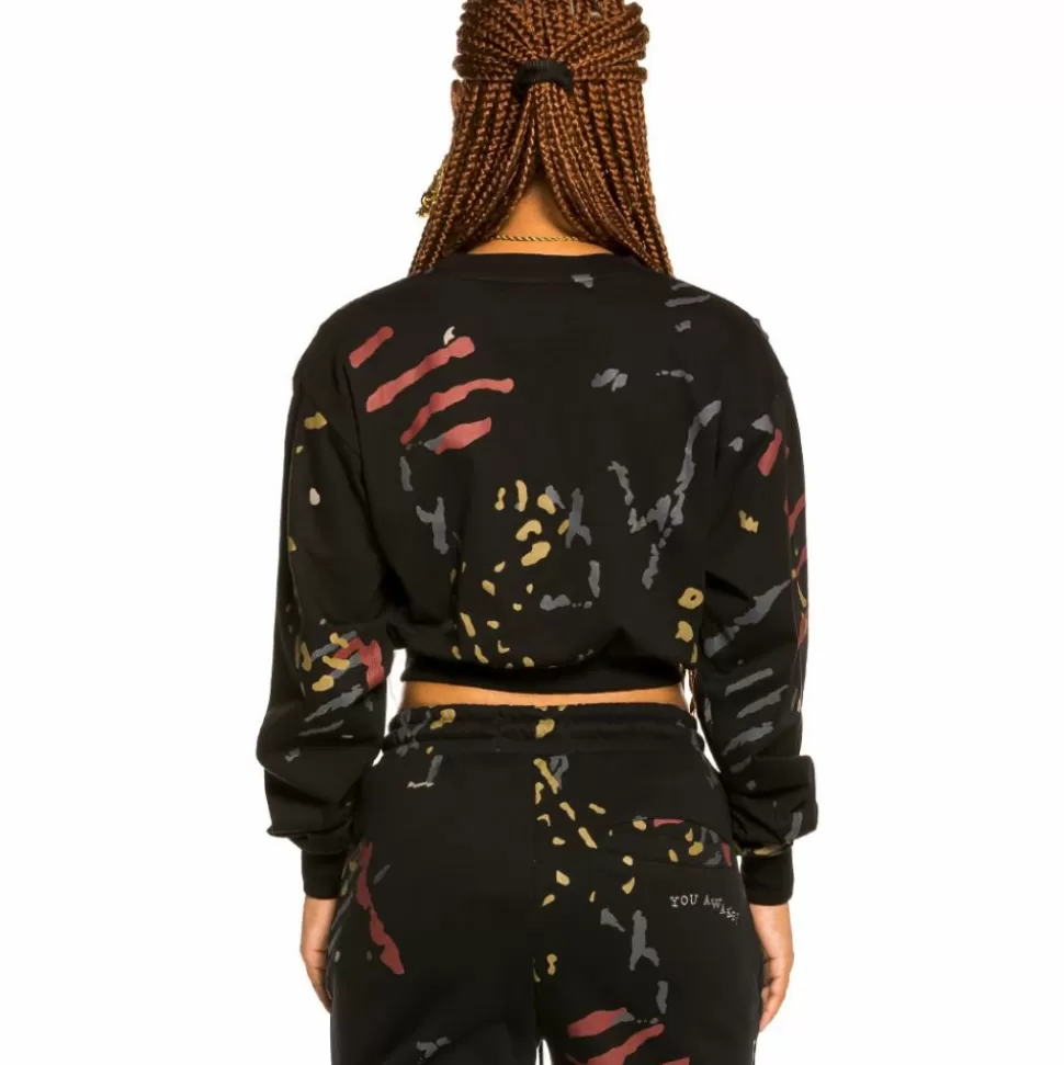 Tees & Tops*Grimey "Jazz Thing" All Over Print Long Sleeve Crop Top - Black - Fall 21