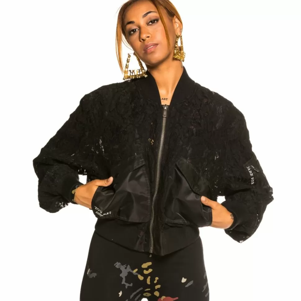 Coats*Grimey "Jazz Thing" Girl Lace Bomber Jacket - Black - Fall 21