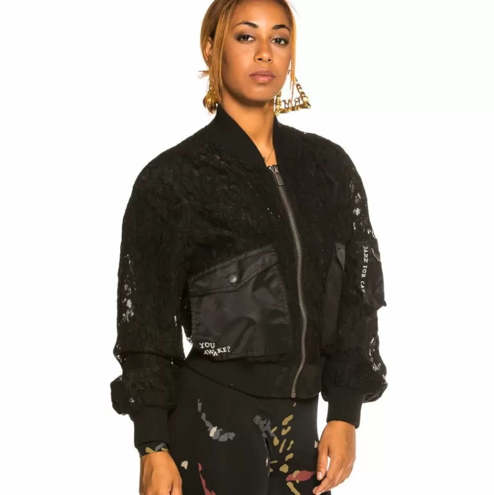 Coats*Grimey "Jazz Thing" Girl Lace Bomber Jacket - Black - Fall 21