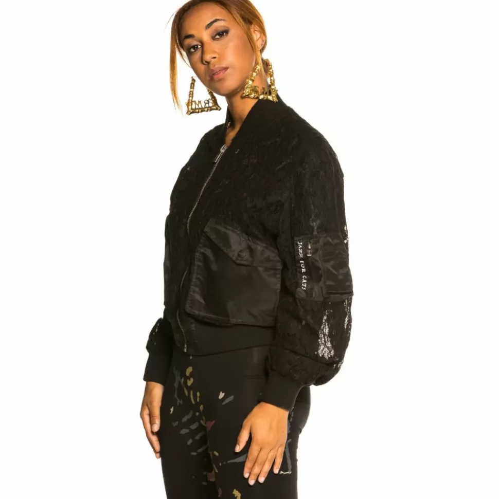 Coats*Grimey "Jazz Thing" Girl Lace Bomber Jacket - Black - Fall 21
