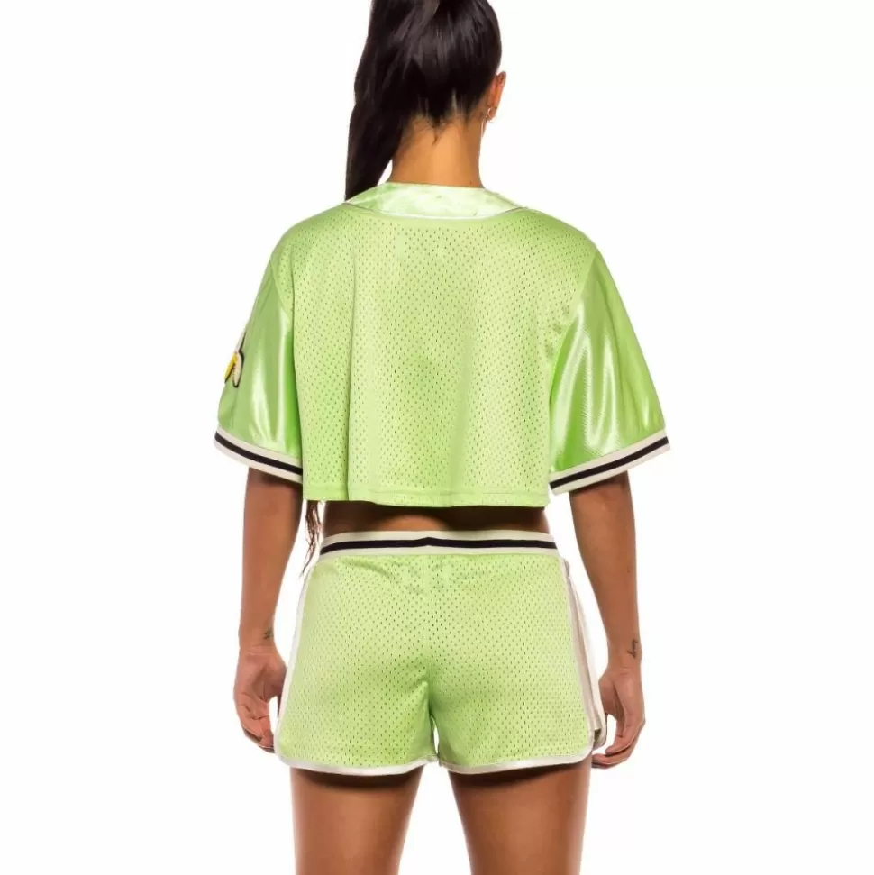 Tees & Tops*Grimey "Jungle Punch" Girl Mesh Crop Baseball Jersey - Green - Spring 22