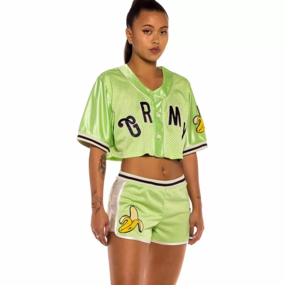Tees & Tops*Grimey "Jungle Punch" Girl Mesh Crop Baseball Jersey - Green - Spring 22