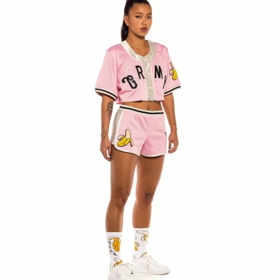 Tees & Tops*Grimey "Jungle Punch" Girl Mesh Crop Baseball Jersey - Pink - Spring 22