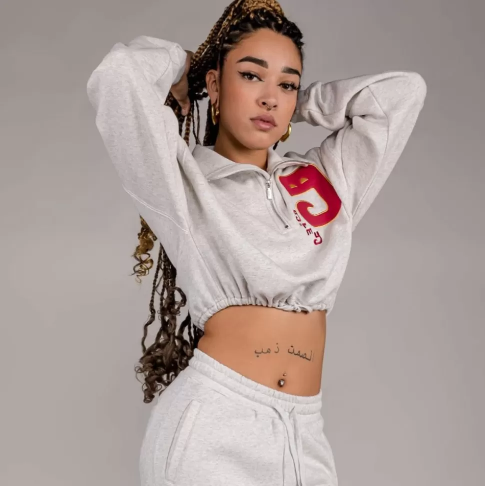 Sweatshirts*Grimey "Lust Mantra" High Neck Crop Top - Sport Grey - Fall 22