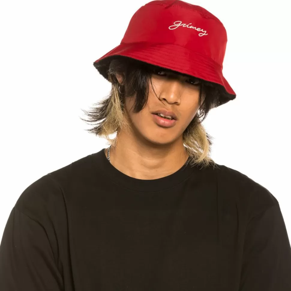 Head Wear*Grimey "Martinica Fact" Reversible Buckle Hat - Red/Black - Fall 21