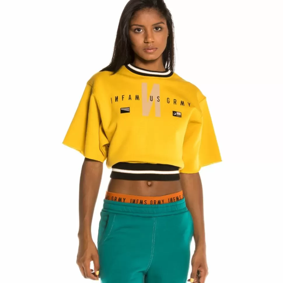 Tees & Tops*Grimey Nite Marauder Fleece Girl Crop Top Fw20 Mustard