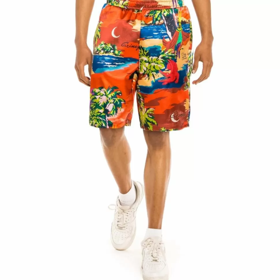 Shorts*Grimey "Ocean Gateway" Satin Short - Red - Summer 21