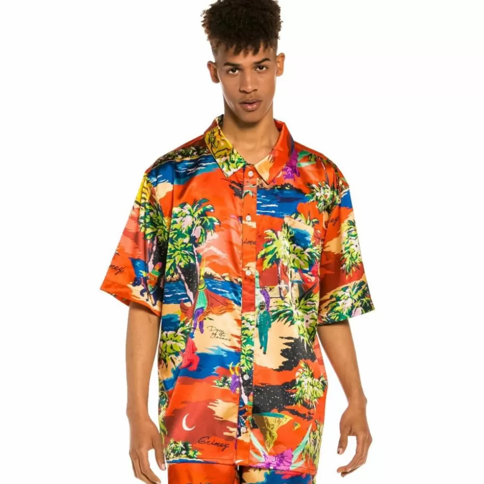 Shirts*Grimey "Ocean Gateways" Button Up Shirt - Red - Summer 22