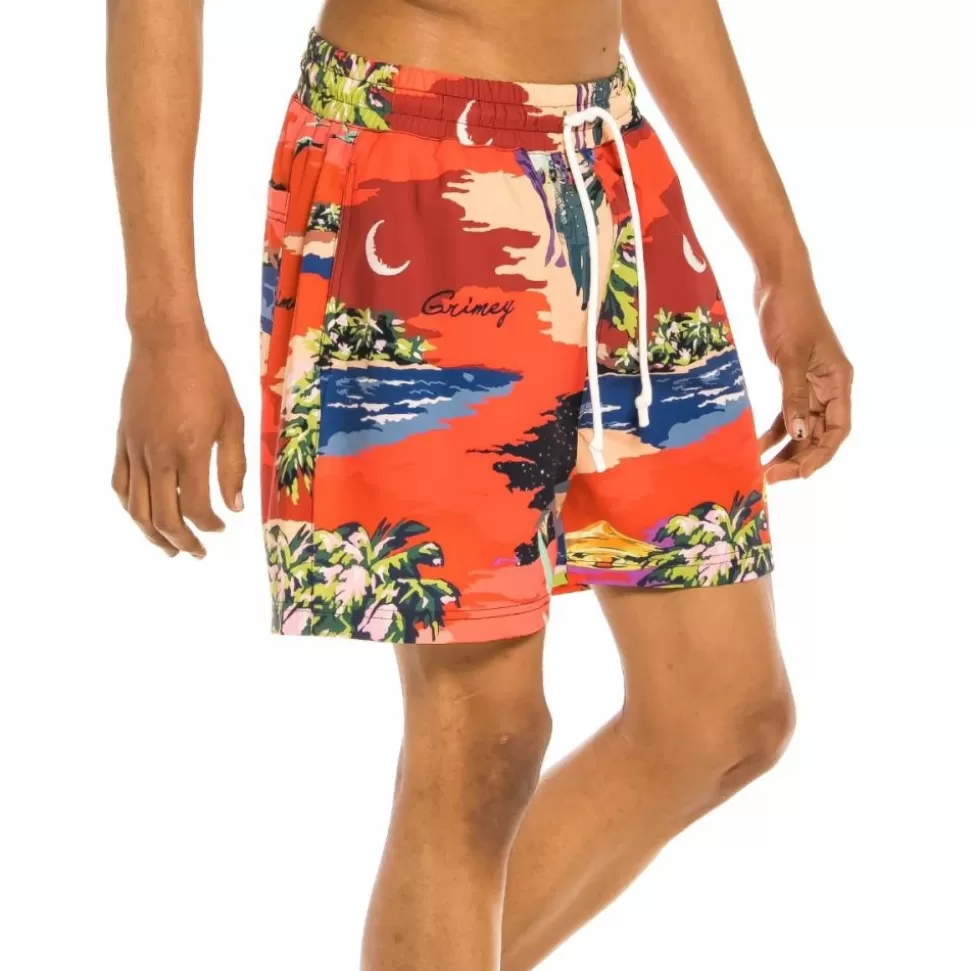 Swimwear*Grimey "Ocean Gateways" Swimming Shorts - Red - Summer 22