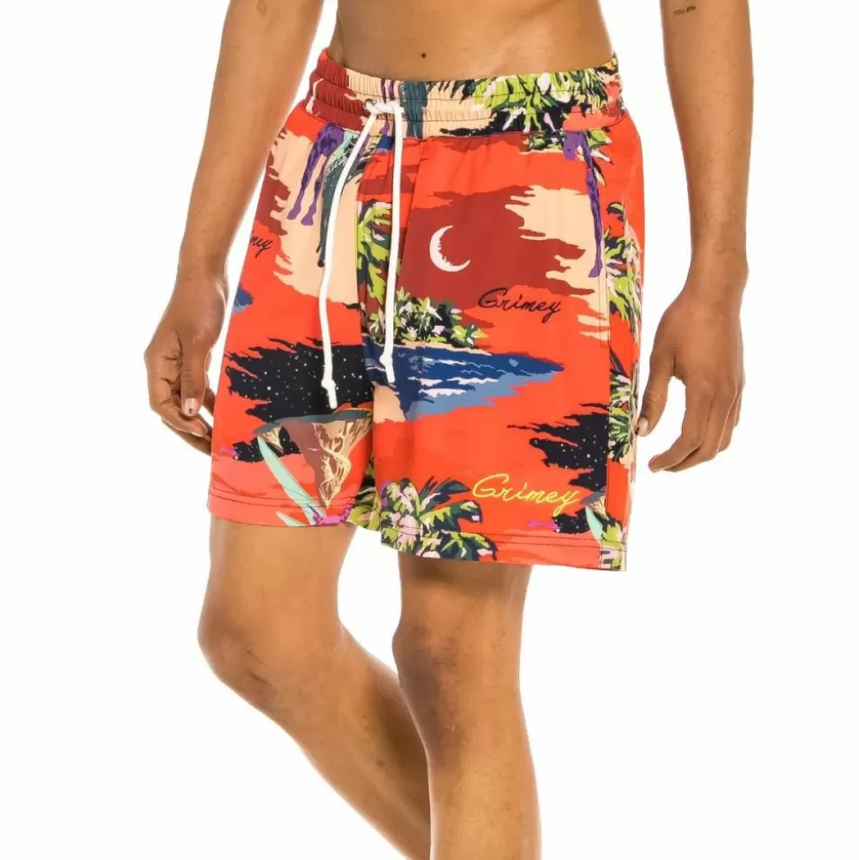 Swimwear*Grimey "Ocean Gateways" Swimming Shorts - Red - Summer 22