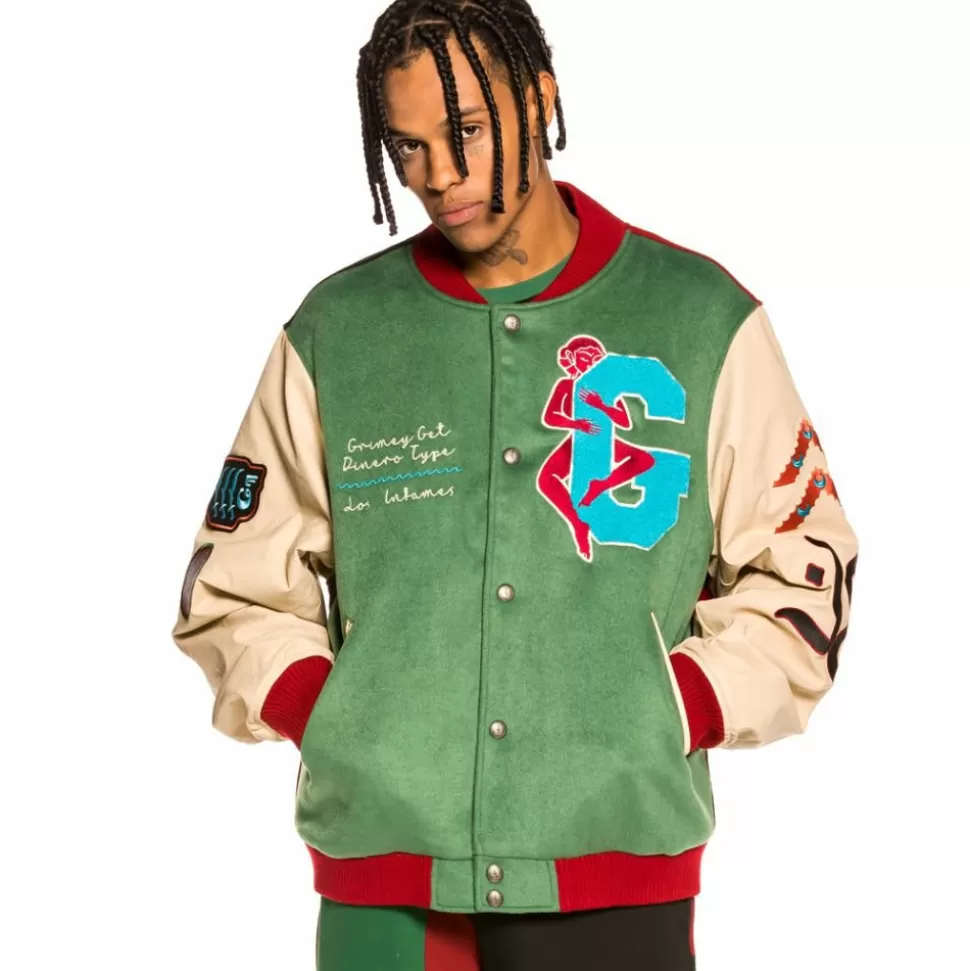 Jackets*Grimey "Singgang Junction" Wool Baseball Jacket - Green - Fall 21