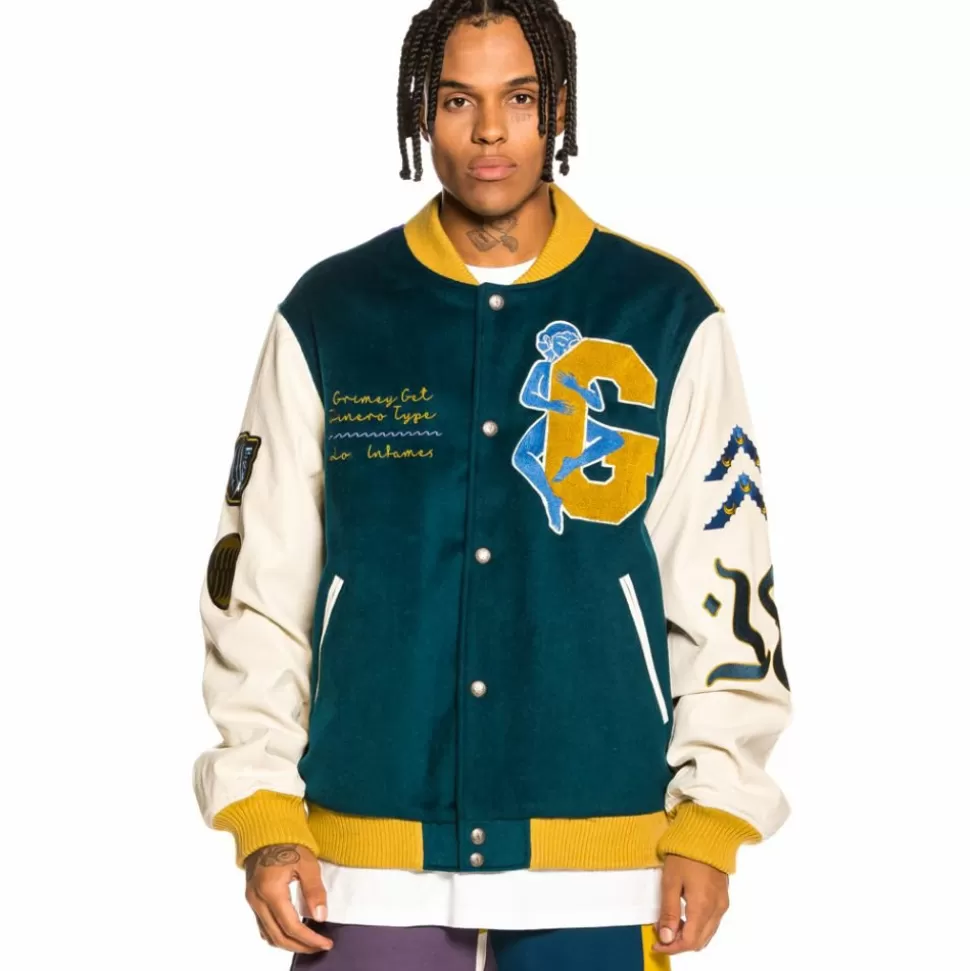 Jackets*Grimey "Singgang Junction" Wool Baseball Jacket - Navy - Fall 21