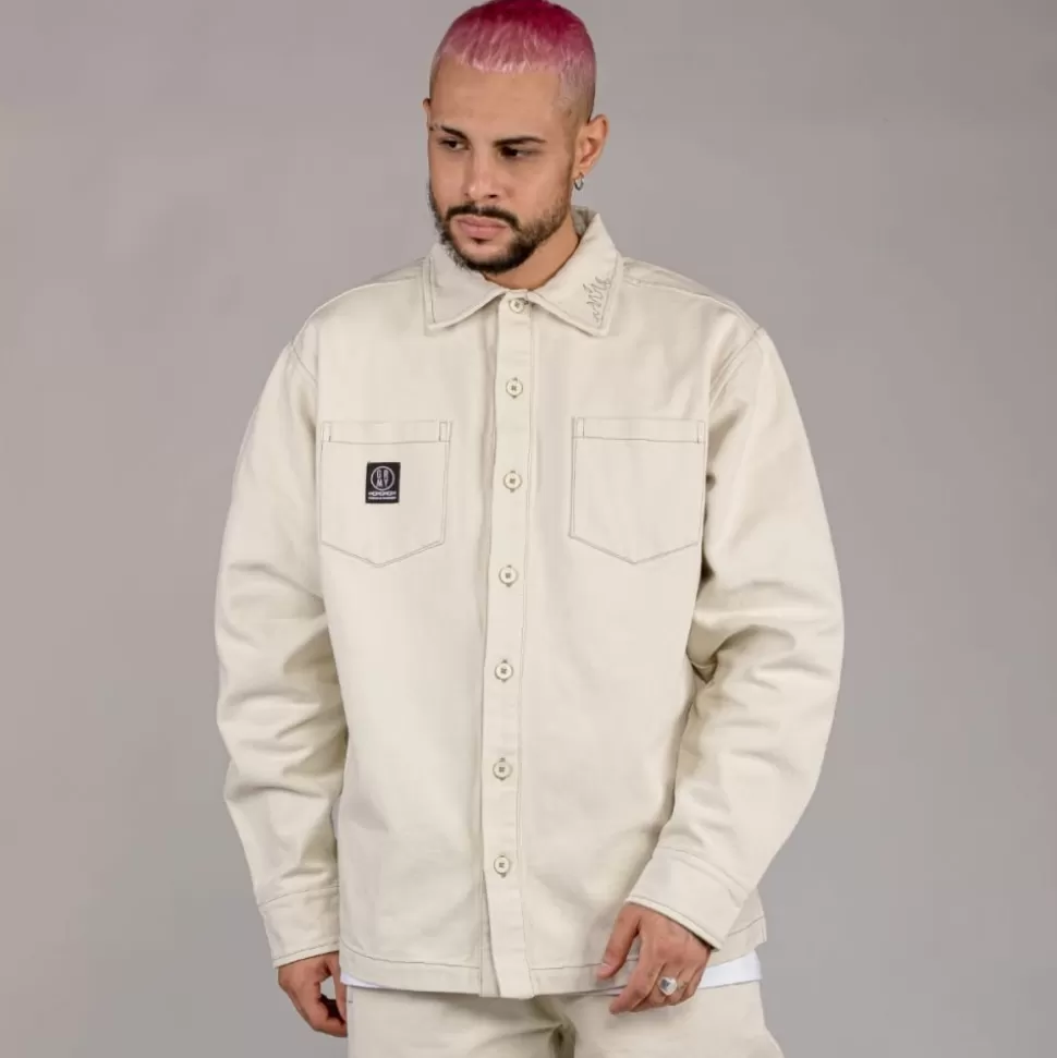 Shirts*Grimey "Snow Fox" Canvas Long Sleeve Shirt - White - Winter 22