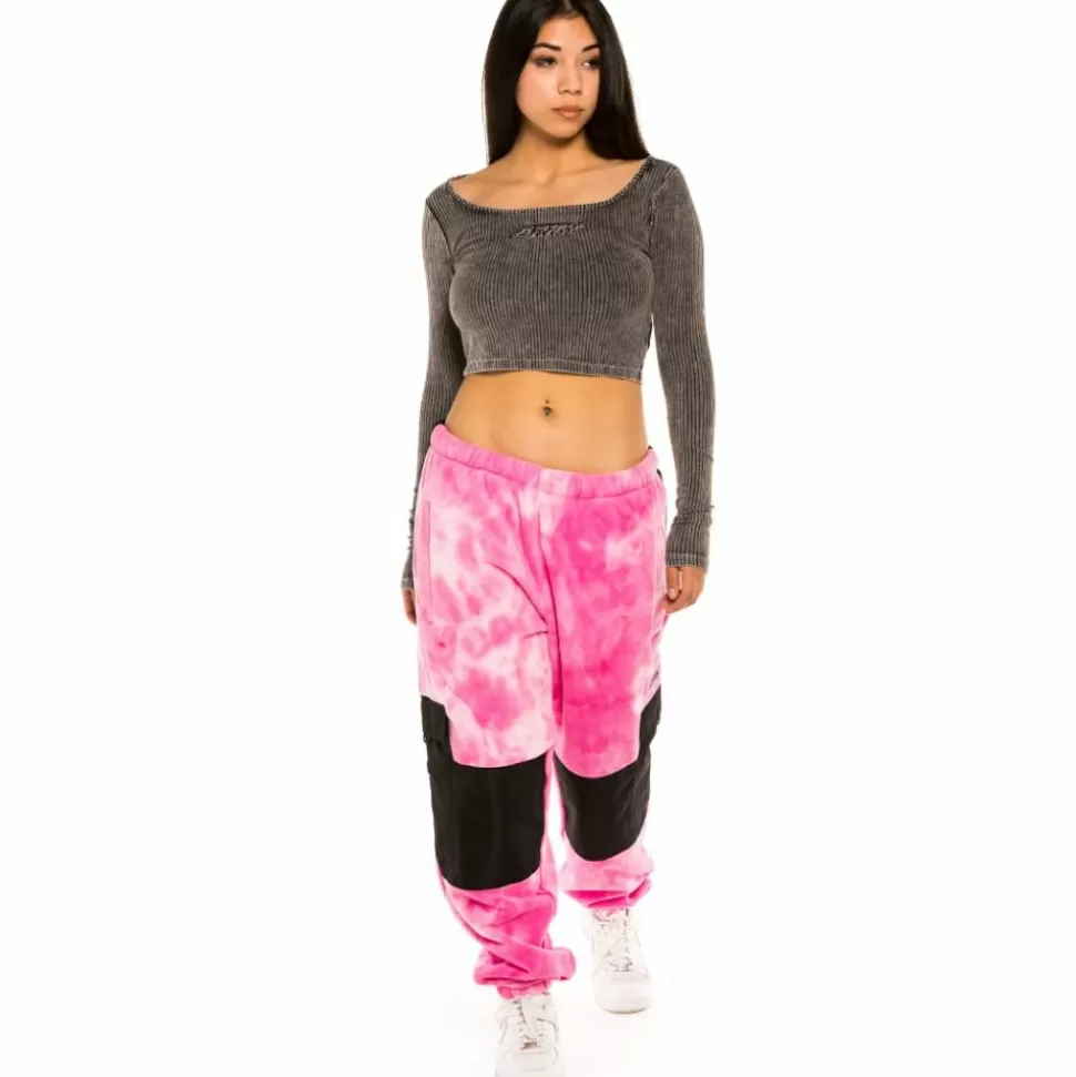 Tees & Tops*Grimey "Space Lady" Long Sleeve Crop Top - Bleached Black - Winter 21