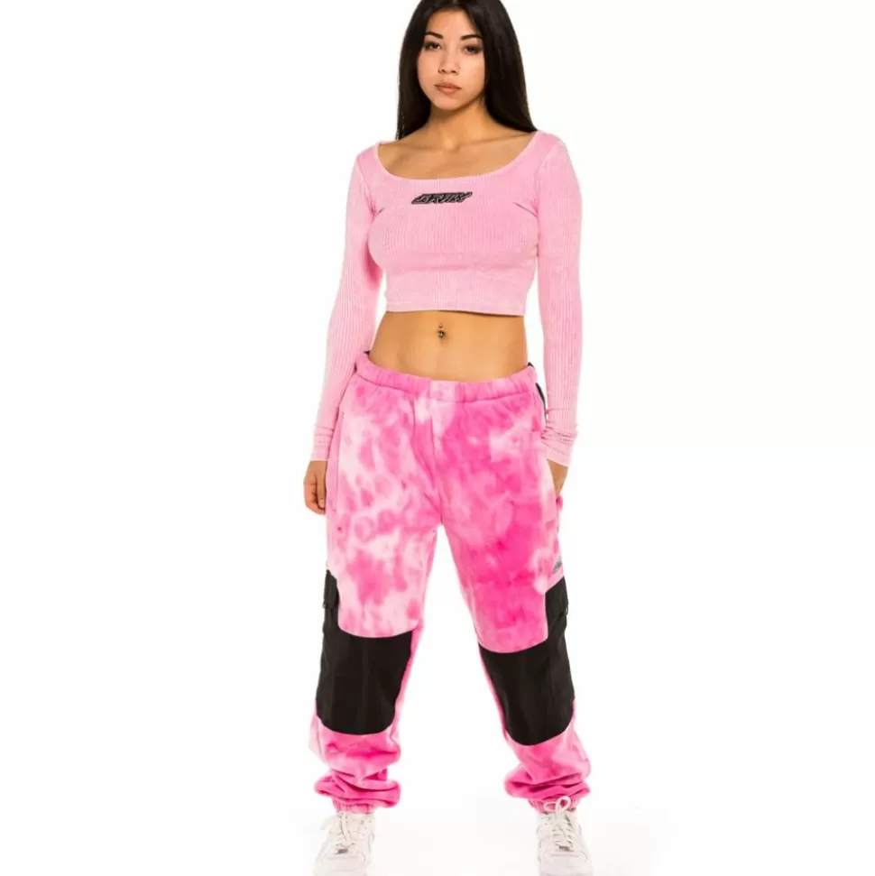 Tees & Tops*Grimey "Space Lady" Long Sleeve Crop Top - Bleached Pink - Winter 21