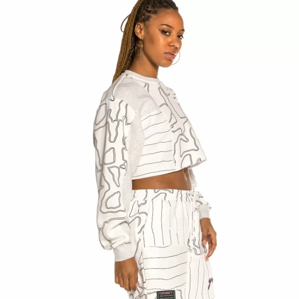 Sweatshirts*Grimey Strange Fruit All Over Print Crop Crewneck Spring 21 White