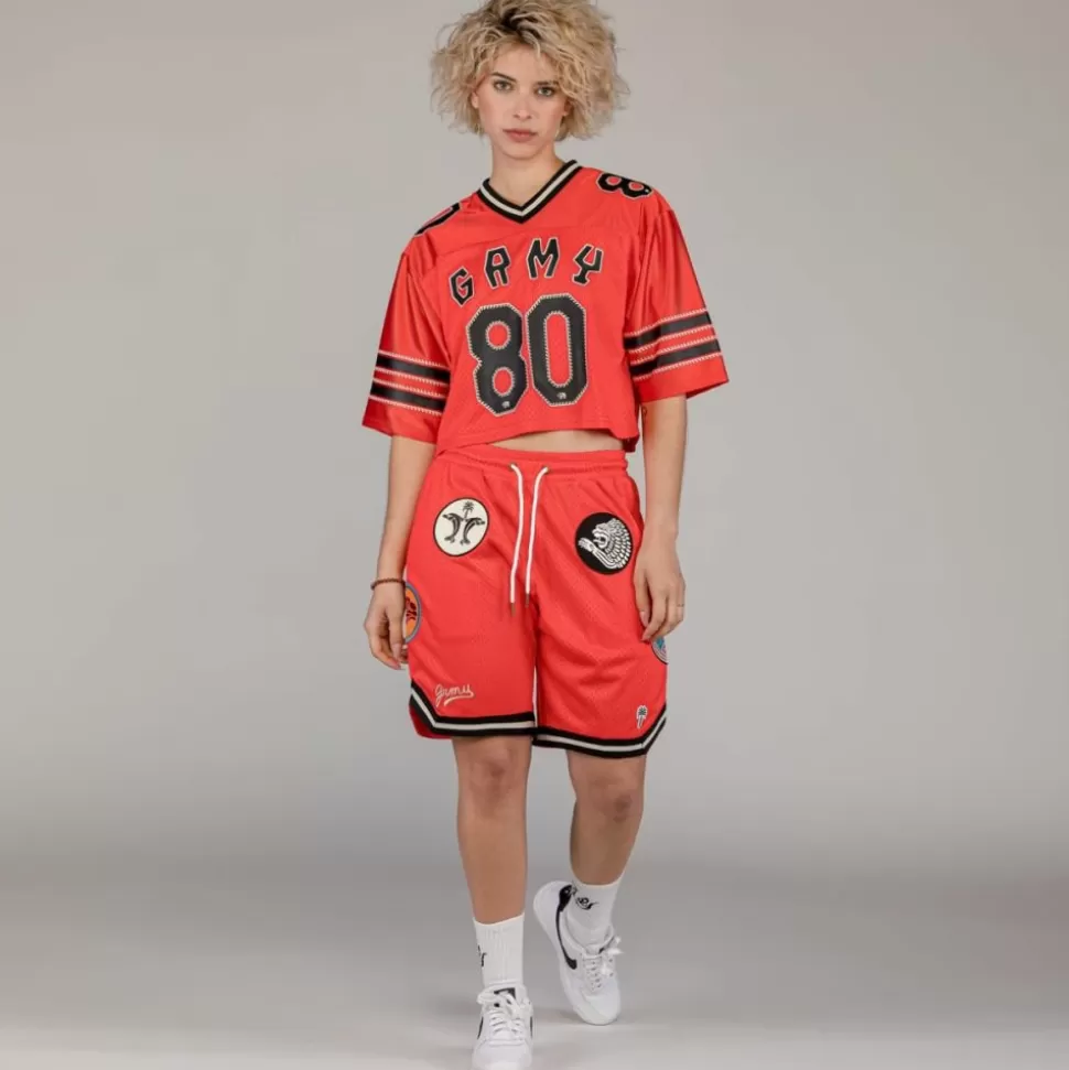Tees & Tops*Grimey The Clout Mesh Crop Girl Football Jersey - Red - Spring 23