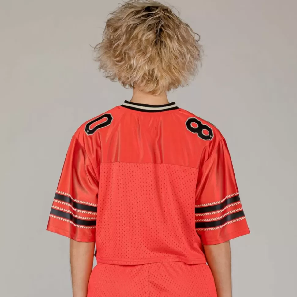 Tees & Tops*Grimey The Clout Mesh Crop Girl Football Jersey - Red - Spring 23