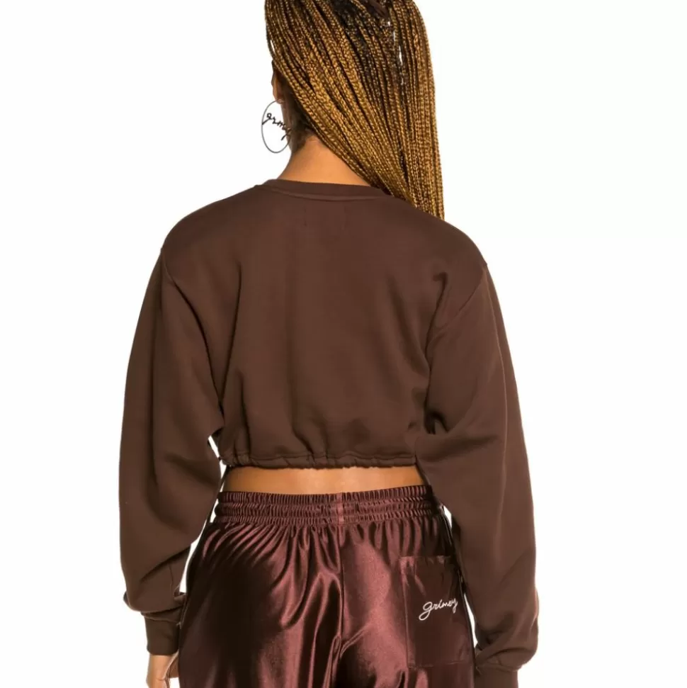 Sweatshirts*Grimey "The Loot" Girl Crop Crewneck Brown - Spring 21