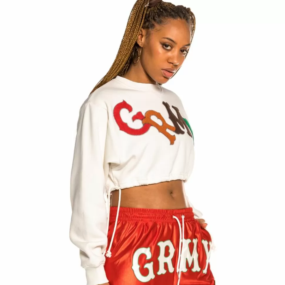 Sweatshirts*Grimey "The Loot" Girl Crop Crewneck White - Spring 21