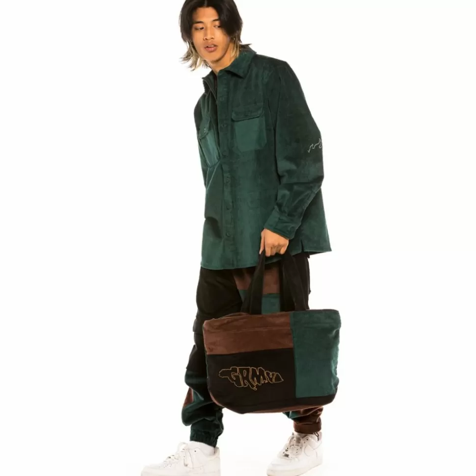 Backpacks*Grimey "Tote" Aged Rum Corduroy Bag - Winter 21 - Green