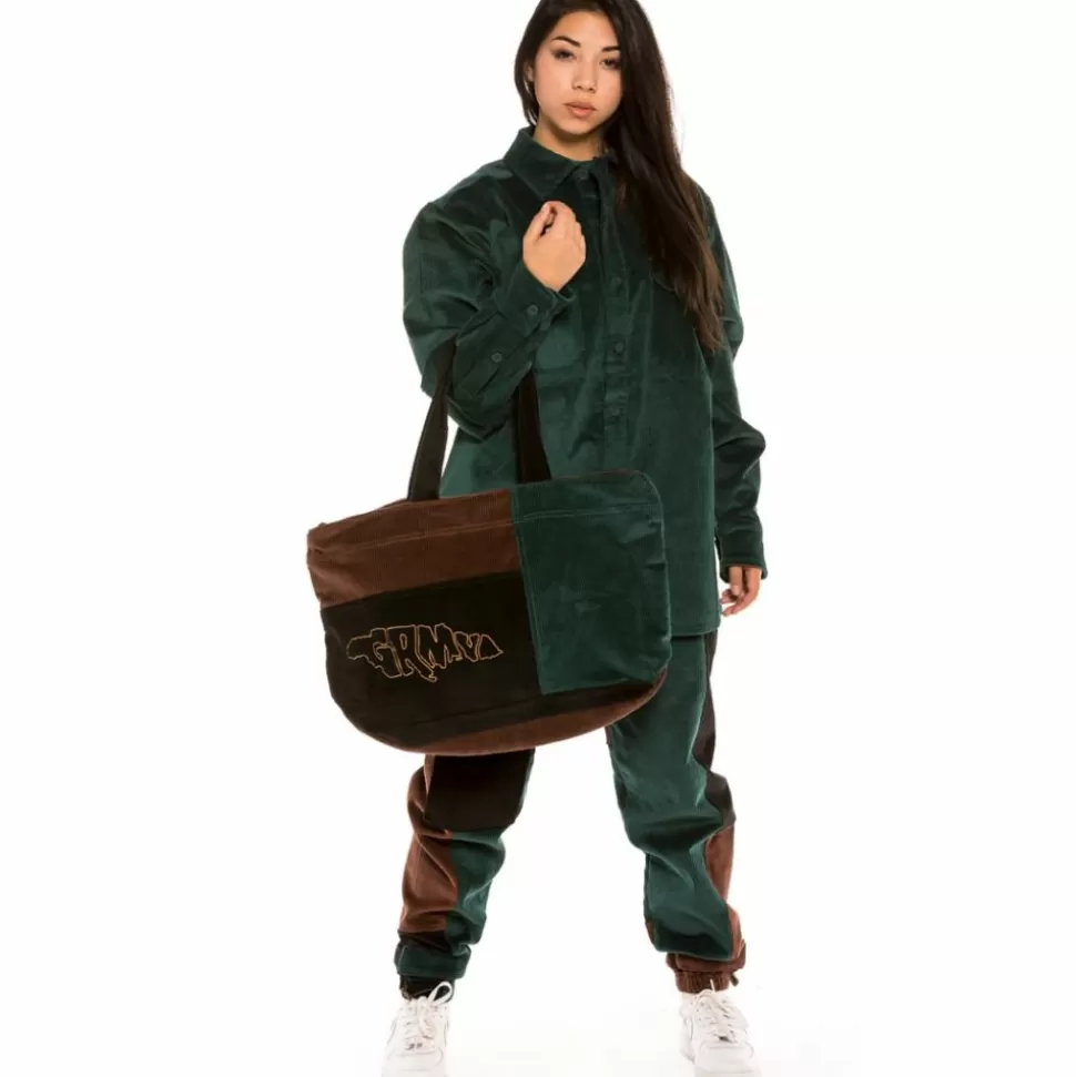 Backpacks*Grimey "Tote" Aged Rum Corduroy Bag - Winter 21 - Green