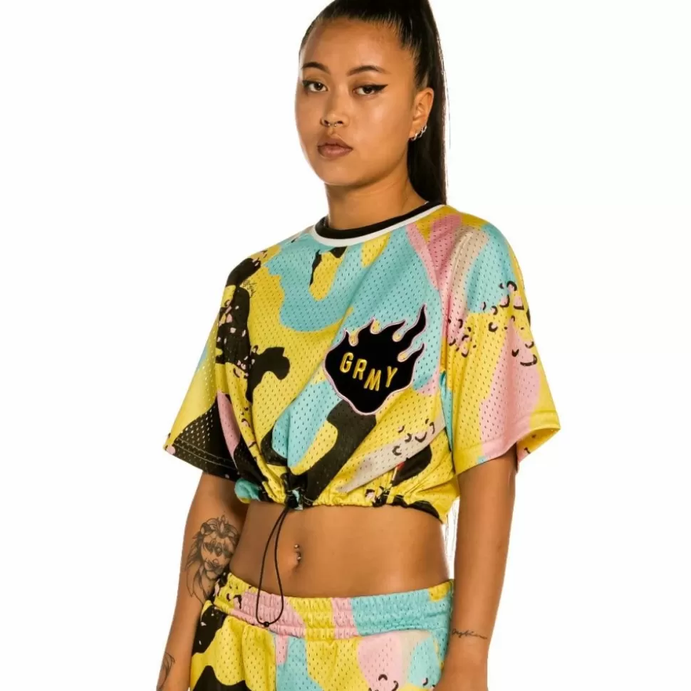 Tees & Tops*Grimey "Trespass" Girl Crop Top - Camo - Summer 22