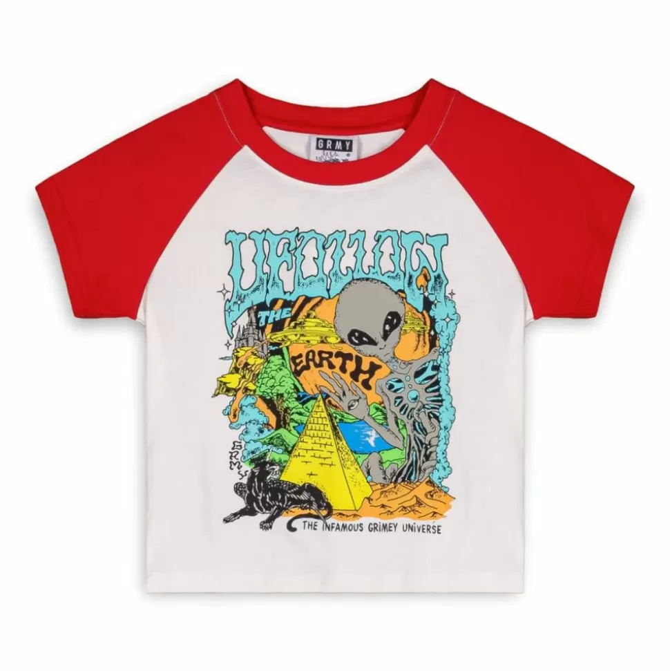 Tees & Tops*Grimey Ufollow Girl Raglan Fitted Top - Red - Spring 23