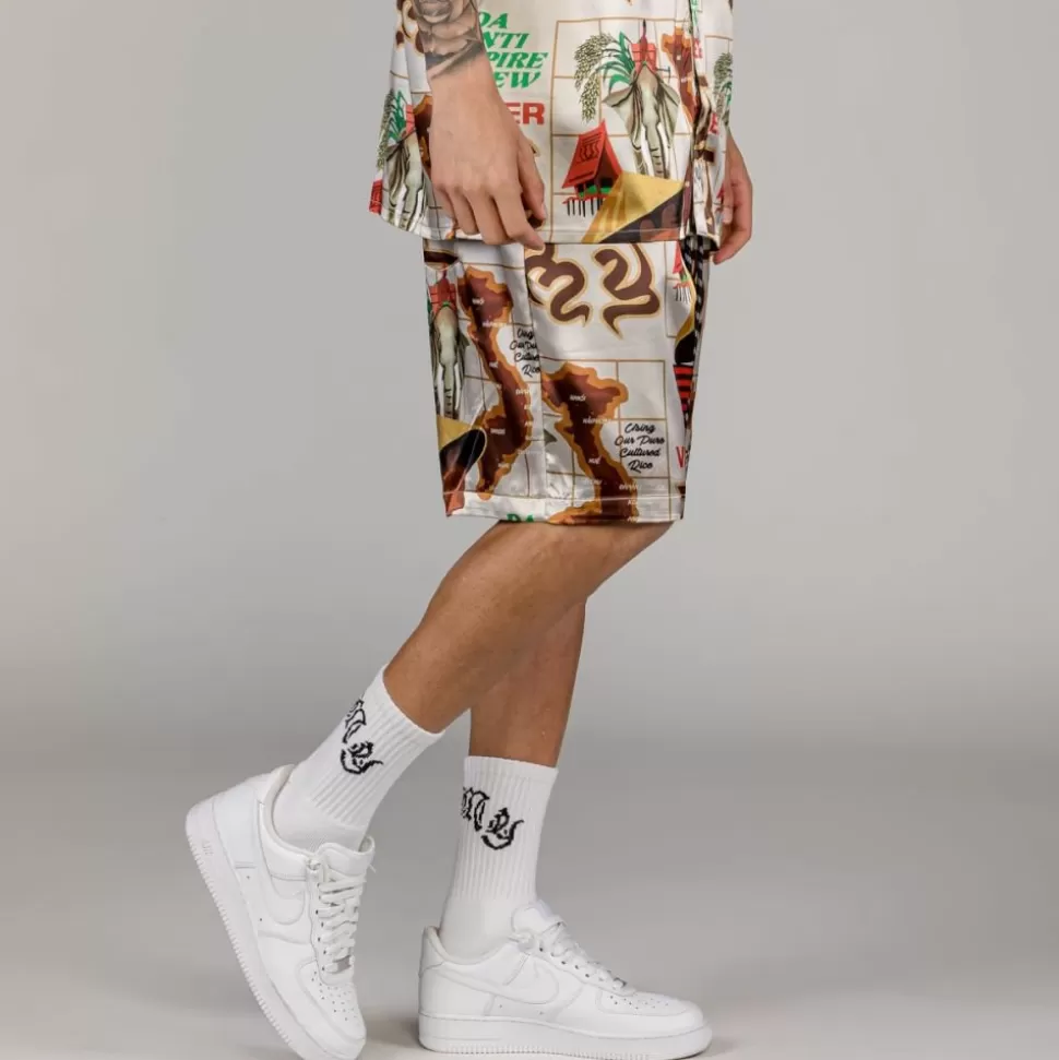 Shorts*Grimey Viet Cong Beer Satin Short - White - Summer 23