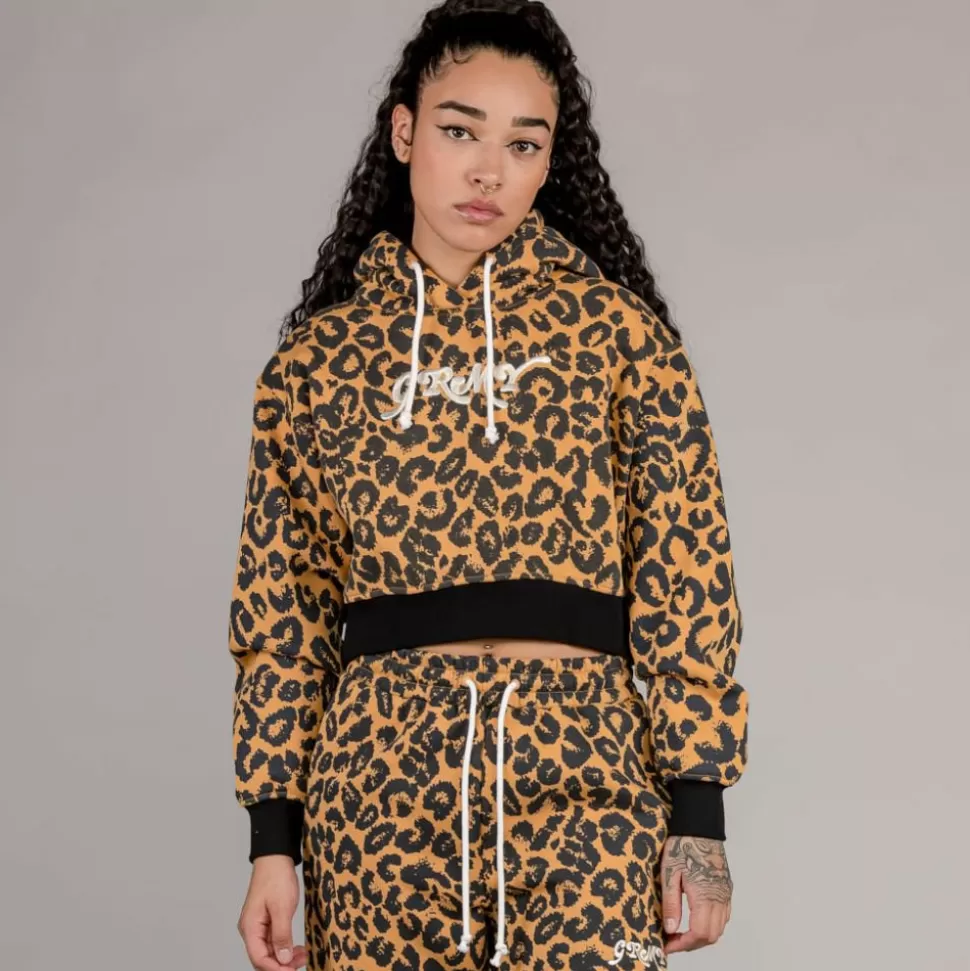 Sweatshirts*Grimey "Wetbound" Girl Crop Hoodie - Leopard - Fall 22