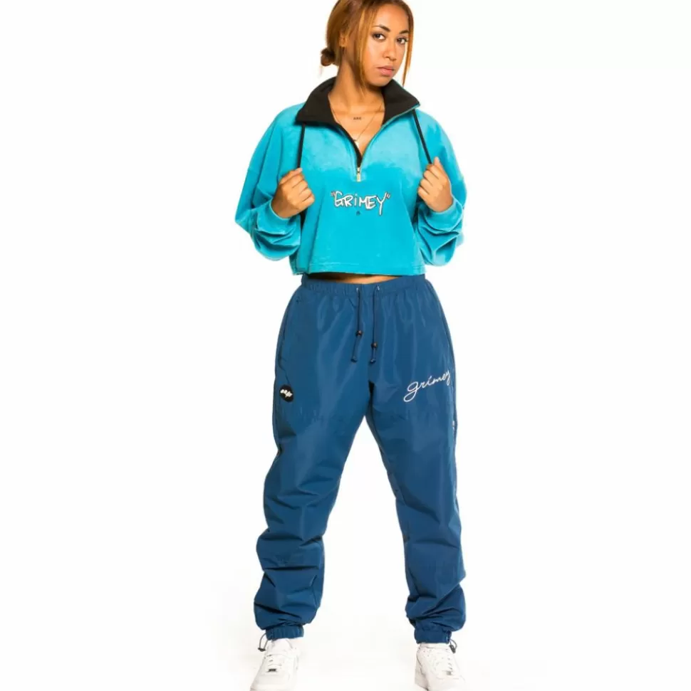 Women Outfits*Grimey Pack Crop Sweatahirt + Track Pant "Martinica / Gem Cutting" - Blue/Navy - Fall 21