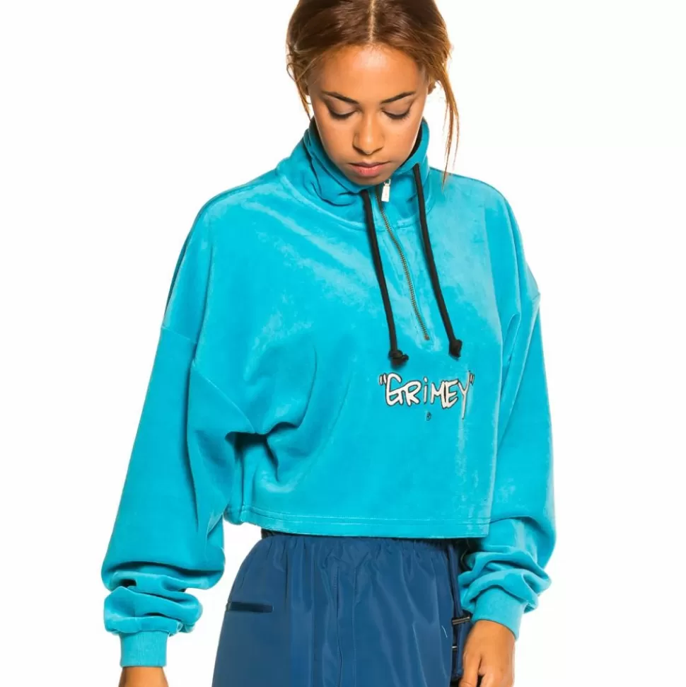Women Outfits*Grimey Pack Crop Sweatahirt + Track Pant "Martinica / Gem Cutting" - Blue/Navy - Fall 21