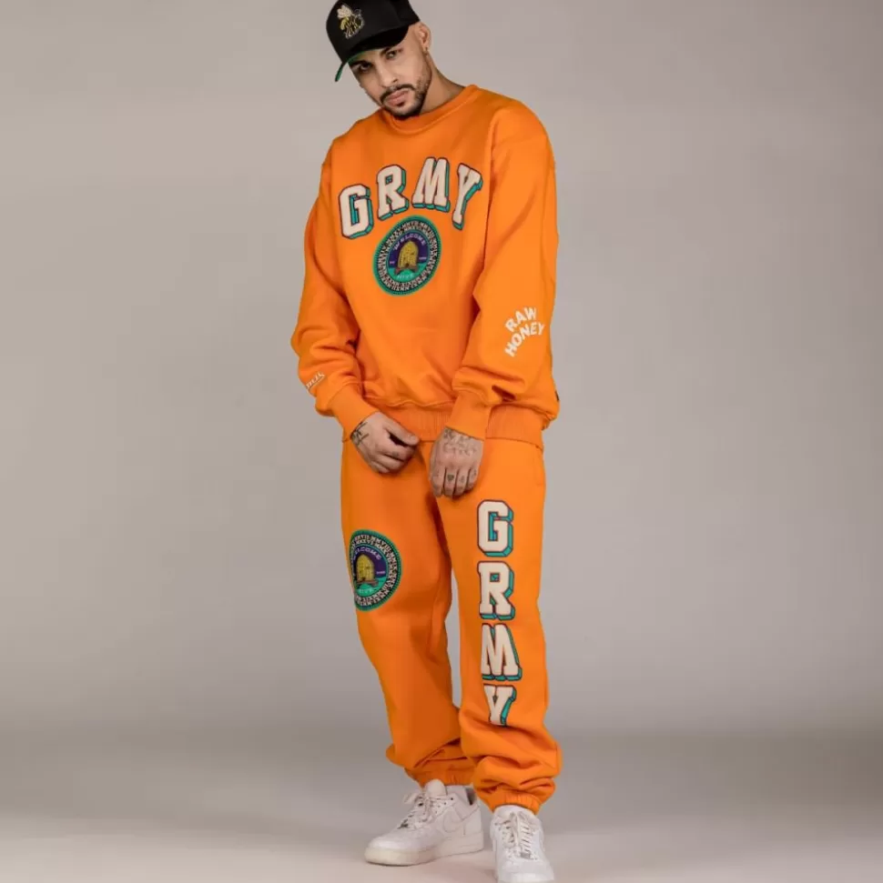 Outfits*Grimey Pack Pant + Crewneck "Hive" Heavyweight - Orange - Fall 22