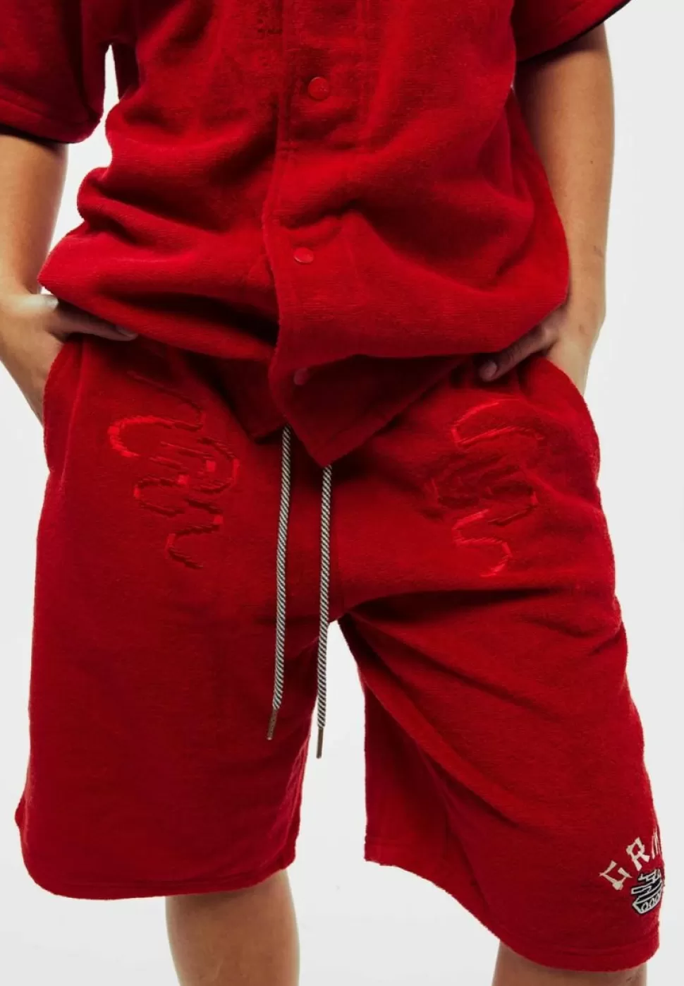 Shorts*Grimey Pantalon Corto Lucky Dragon Terry Towelling - Red - Ss24