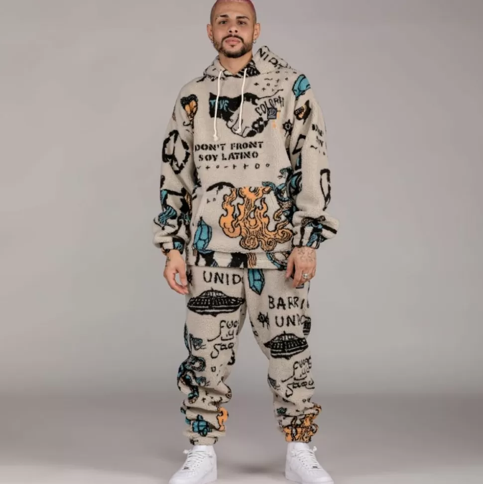 Recycled*Grimey Pantalon Lost Boys All Over Sweatpants - Cream - Winter 22