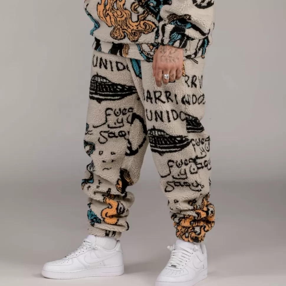 Recycled*Grimey Pantalon Lost Boys All Over Sweatpants - Cream - Winter 22