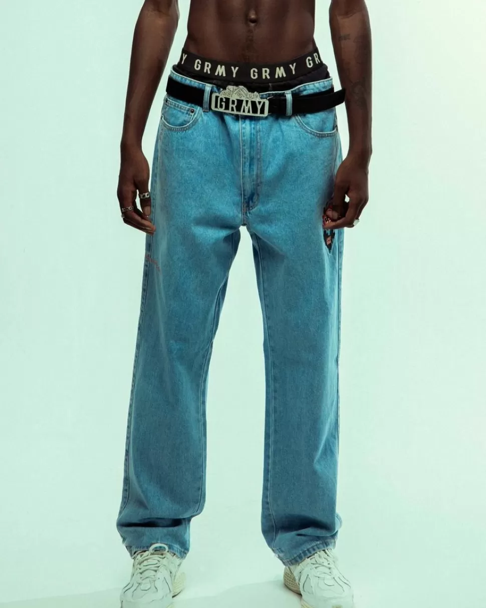 Pants*Grimey Pantalon Vaquero The Sweet Burn Regular - Washed Blue - Fw23