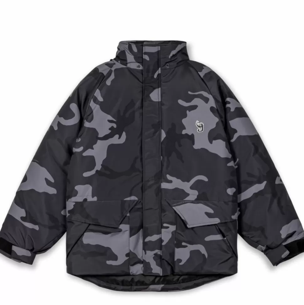 Recycled*Grimey Parka All Over Print Tusker Temple Puffer - Black - Fw23