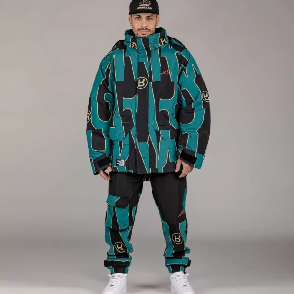 Jackets*Grimey Parka Snow Fox All Over Print - Blue - Winter 22
