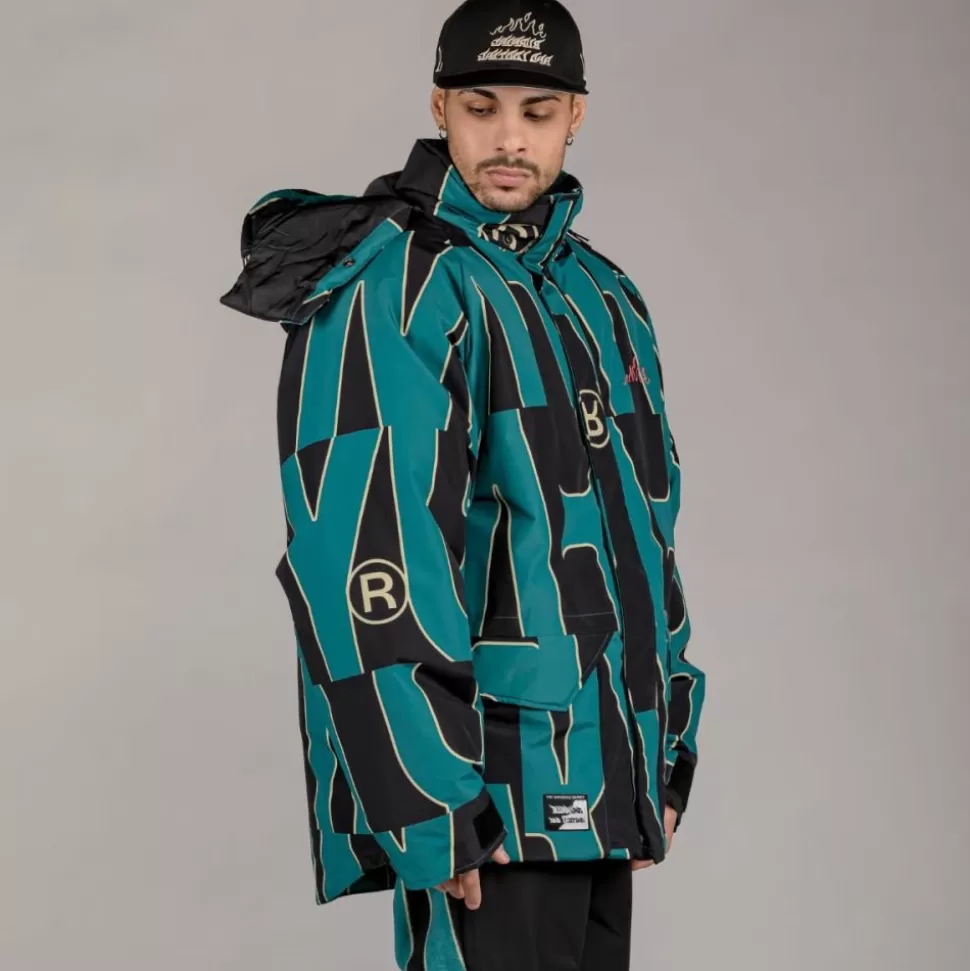 Jackets*Grimey Parka Snow Fox All Over Print - Blue - Winter 22