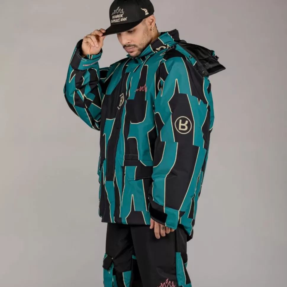 Jackets*Grimey Parka Snow Fox All Over Print - Blue - Winter 22