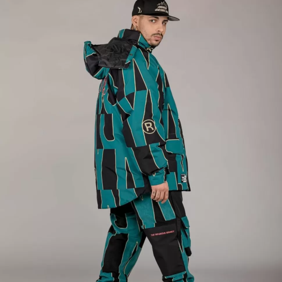 Jackets*Grimey Parka Snow Fox All Over Print - Blue - Winter 22
