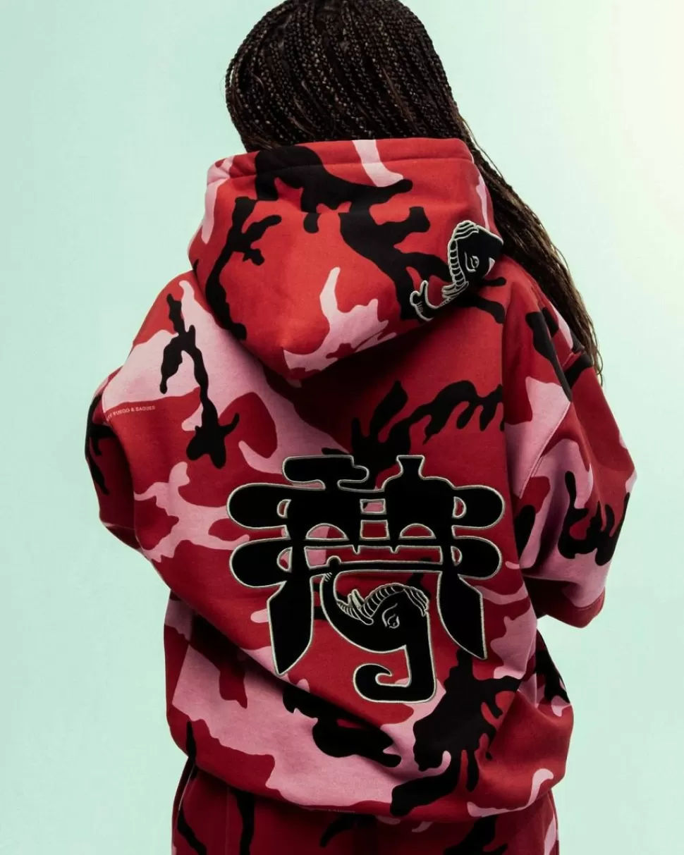 Sweatshirts*Grimey Sudadera Capucha All Over Print Tusker Temple Vintage - Red - Fw23