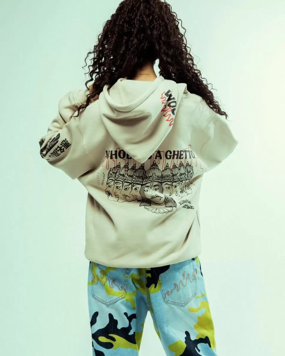 Sweatshirts*Grimey Sudadera Capucha Back At You Wide Hole Vintage - Cream - Fw23